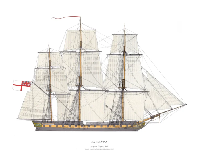 HMS Shannon, 38 guns Frigate, 1806 from category RN Warships - Sail as product image.